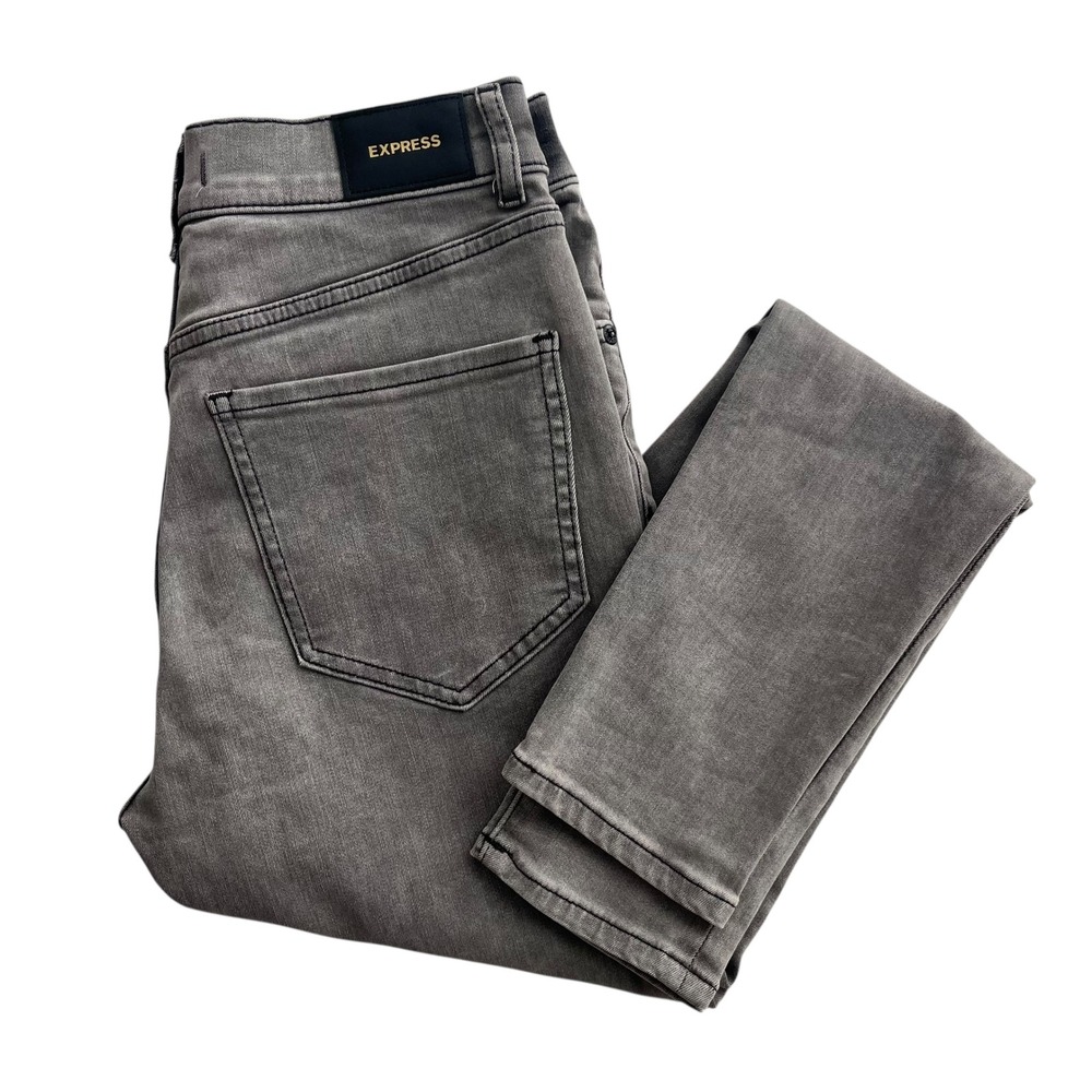 Express Women's Sz 4R Gray Wash Denim Stretch Skinny High Rise Jeans Grunge 5735